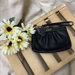Coach black leather wristlet and/or coin purse